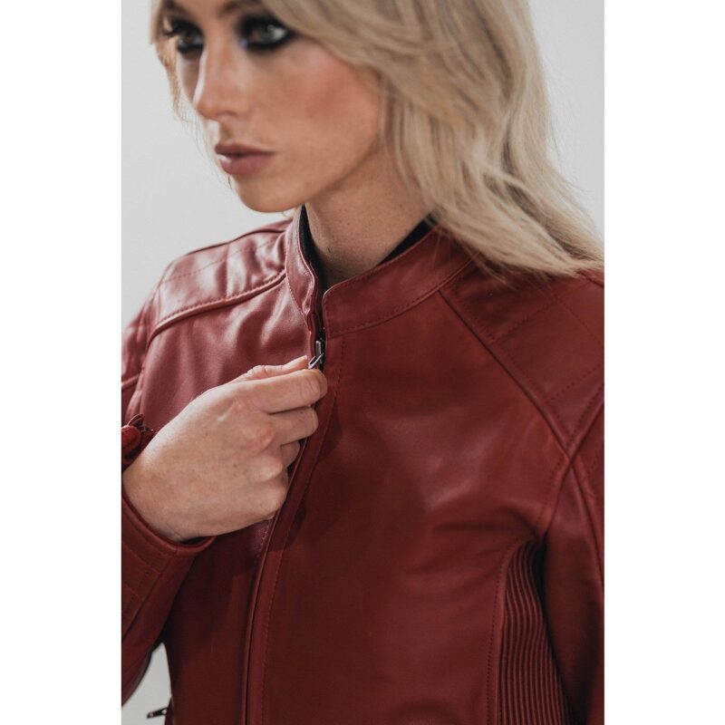 Women Leather Motorcycle Jacket Maywood – Maroon