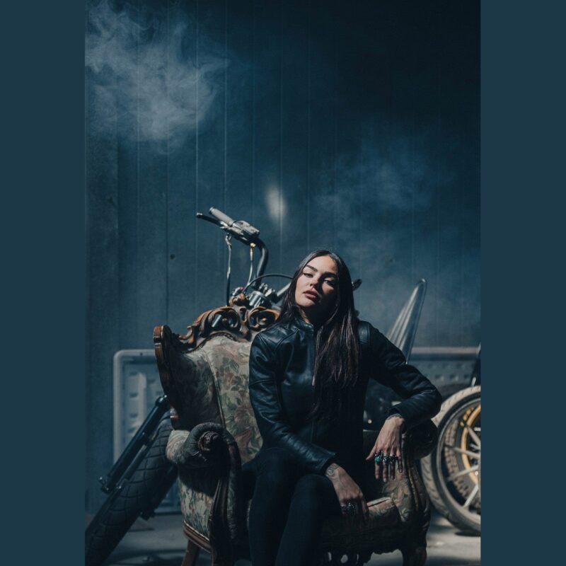 Women Leather Motorcycle Jacket Maywood – Black