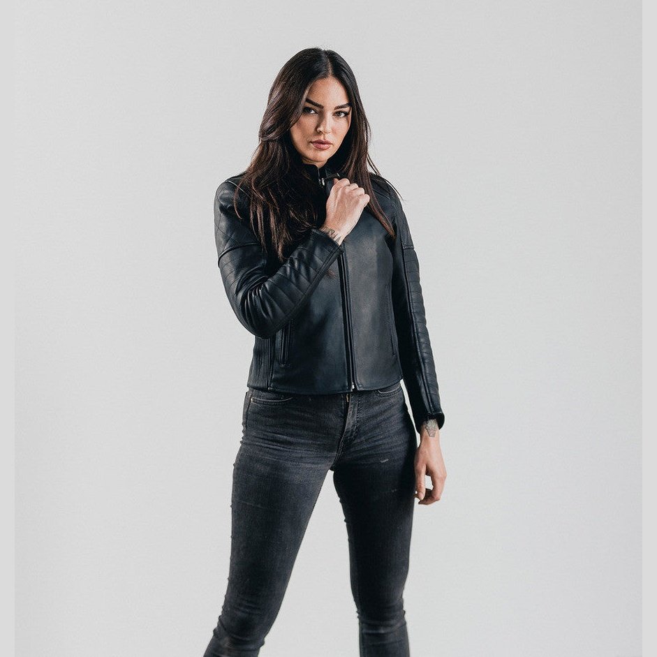 Women Leather Motorcycle Jacket Maywood – Black