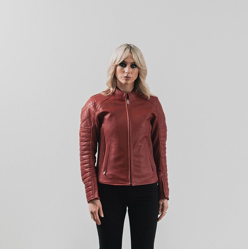 Women Leather Motorcycle Jacket Maywood – Maroon