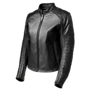 Women Leather Motorcycle Jacket Maywood – Black