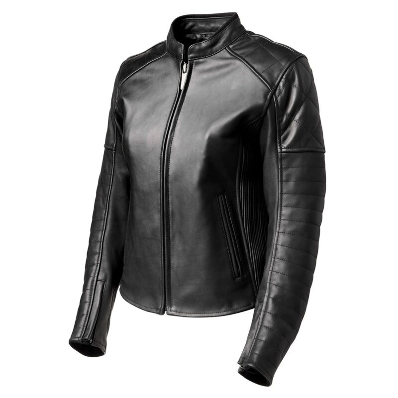 Women Leather Motorcycle Jacket Maywood – Black