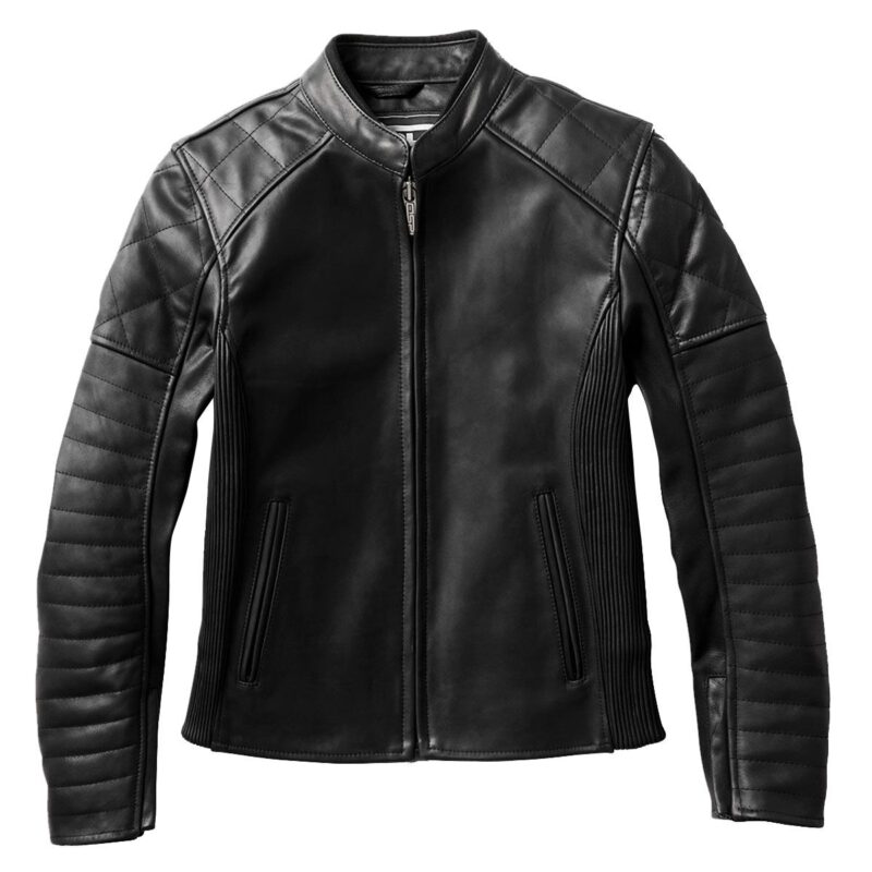 Women Leather Motorcycle Jacket Maywood – Black