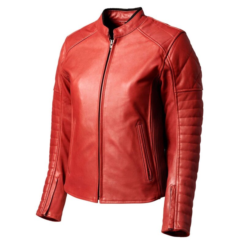 Women Leather Motorcycle Jacket Maywood – Maroon