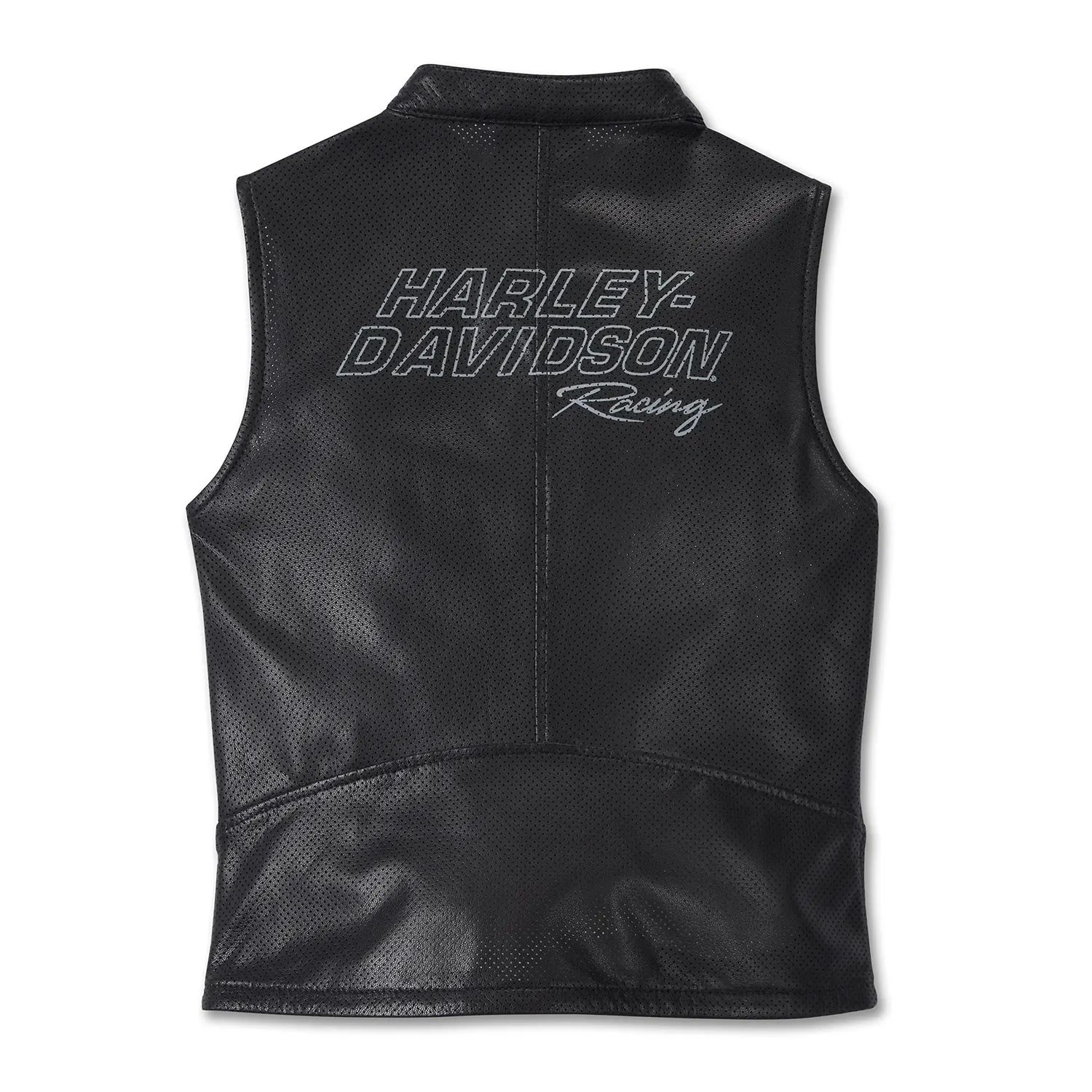 Women Perforated Leather Vest Summer Gilet – Black