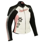 Women Sport Leather Jacket – Floral Pink