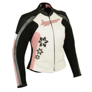 Women Sport Leather Jacket – Floral Pink