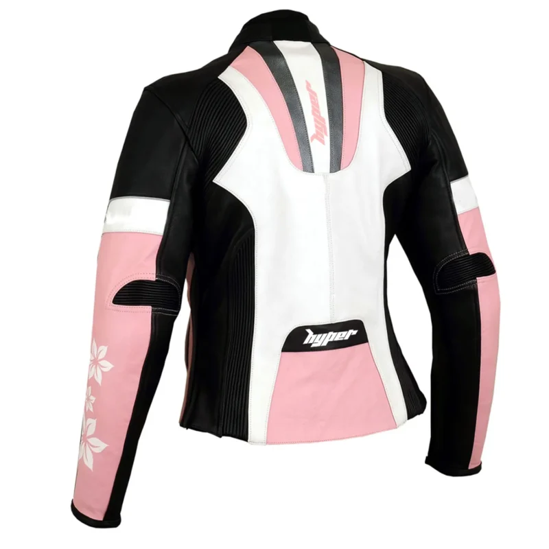 Women Sport Leather Jacket – Floral Pink
