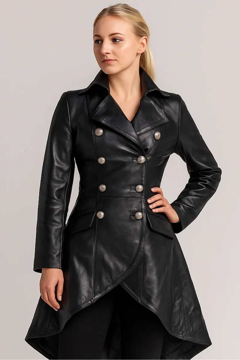 Ladies Gothic Coat – Victorian Style Lace Back Trench Coat
