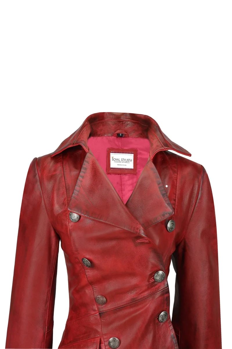 Ladies Gothic Coat Red Victorian Style Lace Back Trench Coat