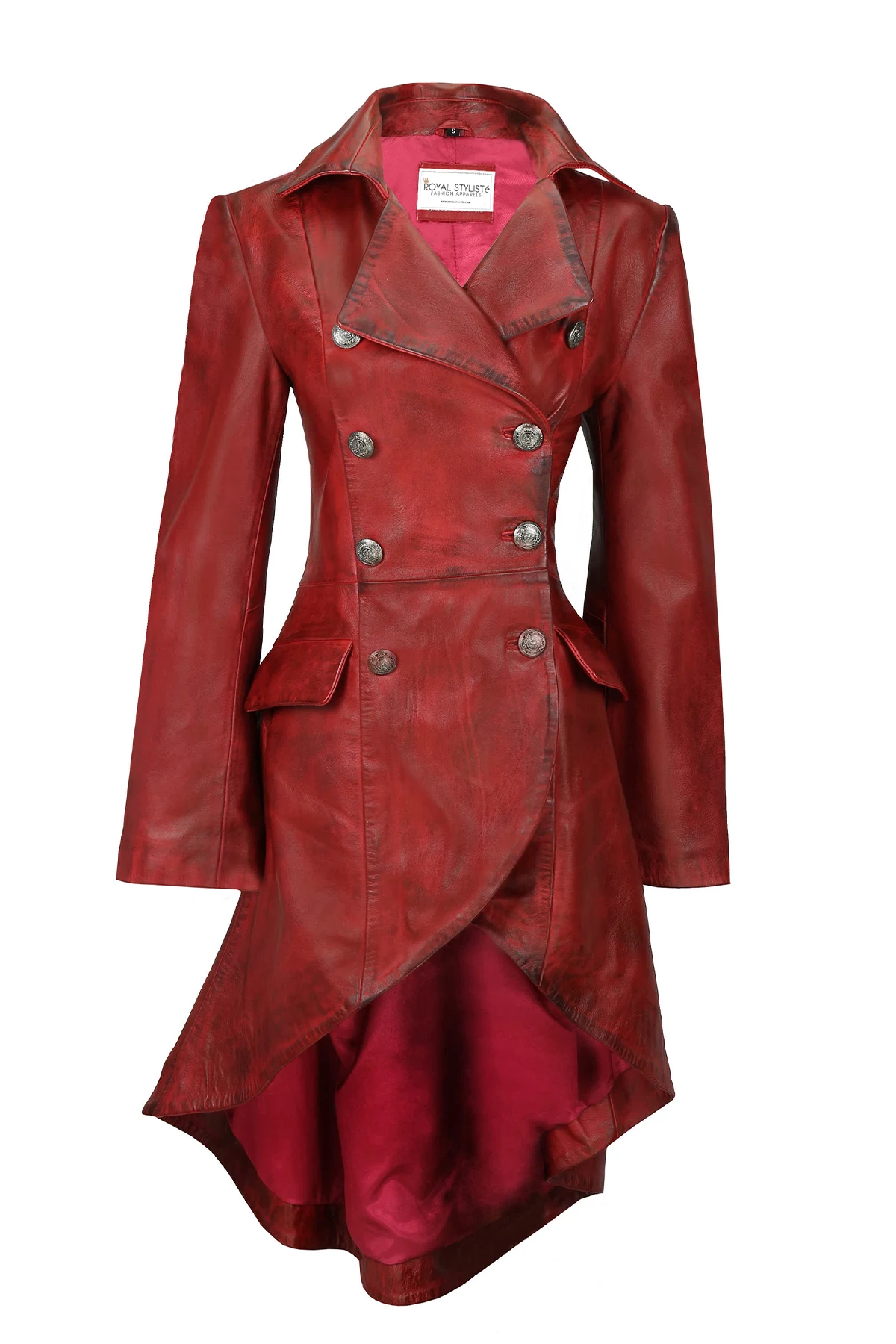 Ladies Gothic Coat Red Victorian Style Lace Back Trench Coat