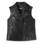 Women Asymmetrical Leather Vest HD Eclipse - Black