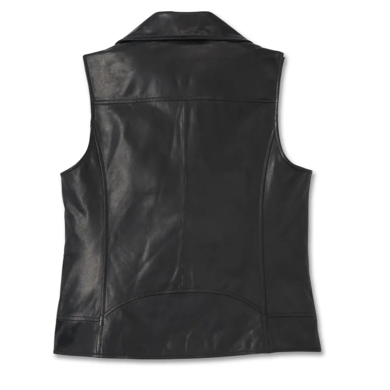 Women Asymmetrical Leather Vest HD Eclipse - Black